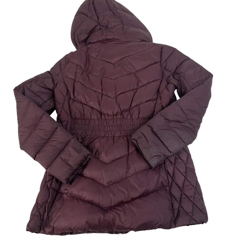 Michael Michael Kors Jacket Womens Small Purple Hooded Packable Down Puffer Coat